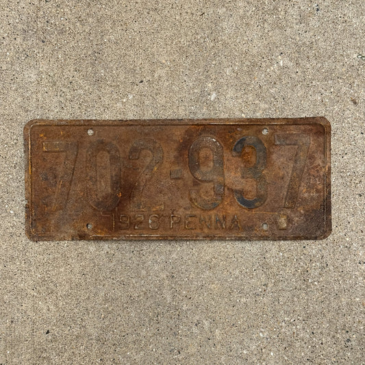 Photo of a 1926 Pennsylvania License Plate Auto Tag Garage Decor Vintage 702 937