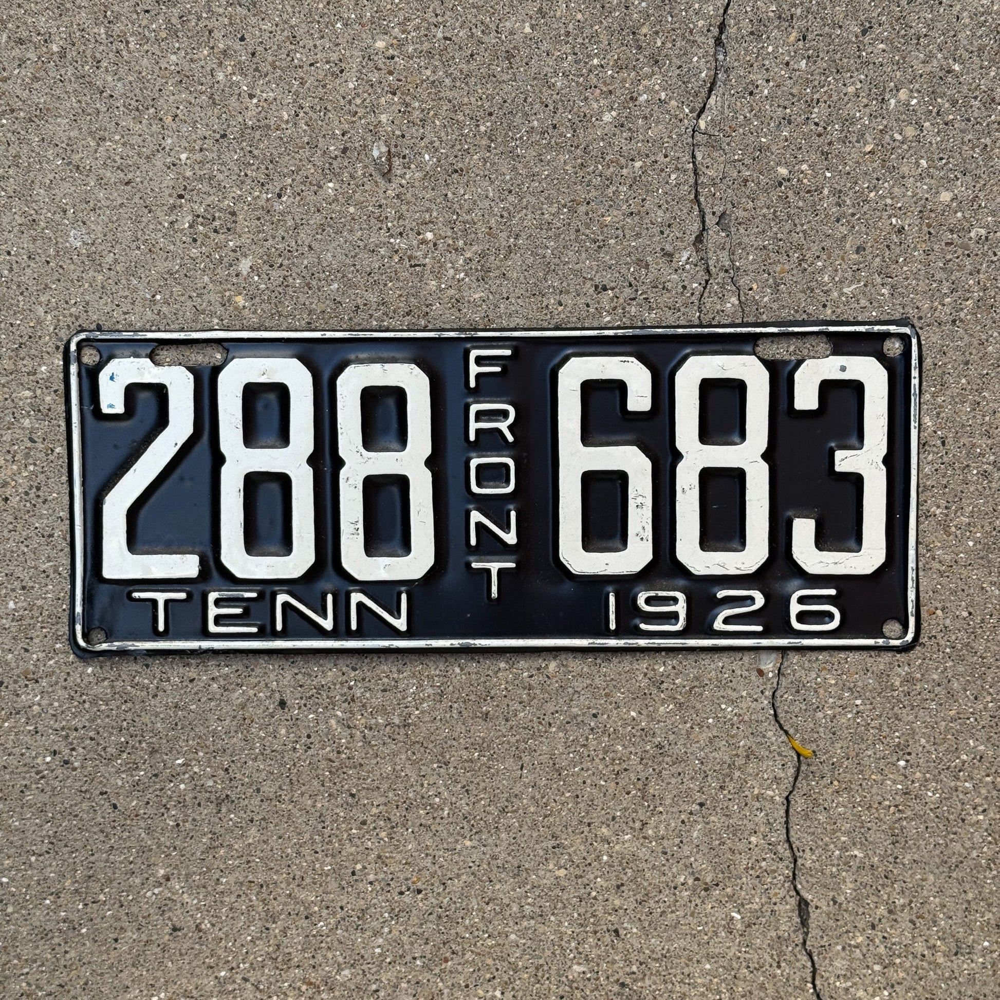 Photo of a 1926 Tennessee License Plate Auto Tag Garage Decor Vintage Front 288 683