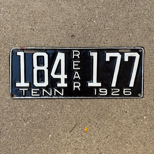 Photo of a 1926 Tennessee License Plate Auto Tag Garage Decor Vintage Rear 184177
