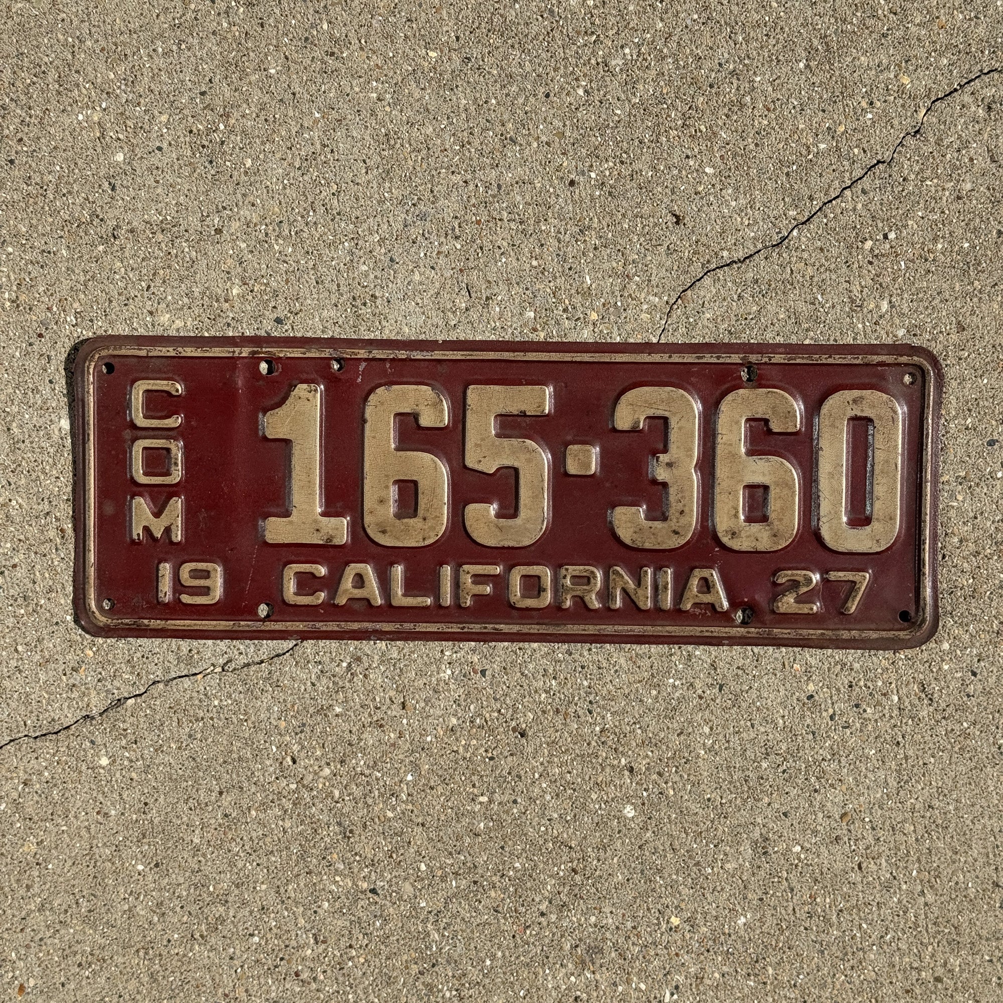 First California Tag 1927 California Commercial License Plate Auto Tag 165 360 – License ...