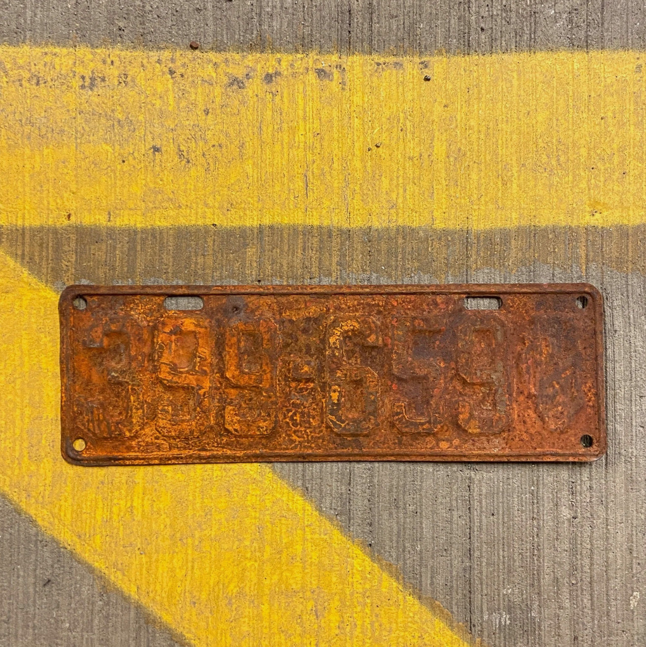 Photo of a 1927 Illinois License Plate Auto Tag Garage Decor Vintage Iconic State Shape 399 659 with original patina