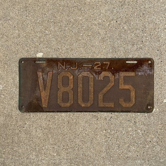 Photo of a 1927 New Jersey License Plate Auto Tag Garage Decor Vintage V 8025