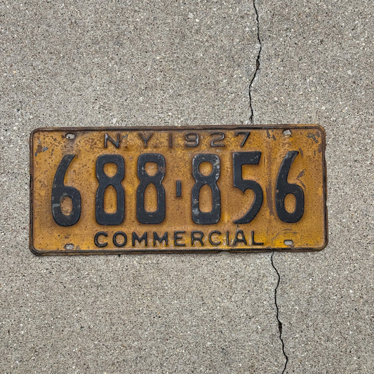 Photo of a 1927 New York COMMERCIAL License Plate Auto Tag Garage Decor Vintage Truck 6 888 56