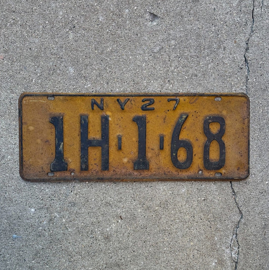 Photo of a 1927 New York License Plate Auto Tag Garage Decor Vintage 1H 168