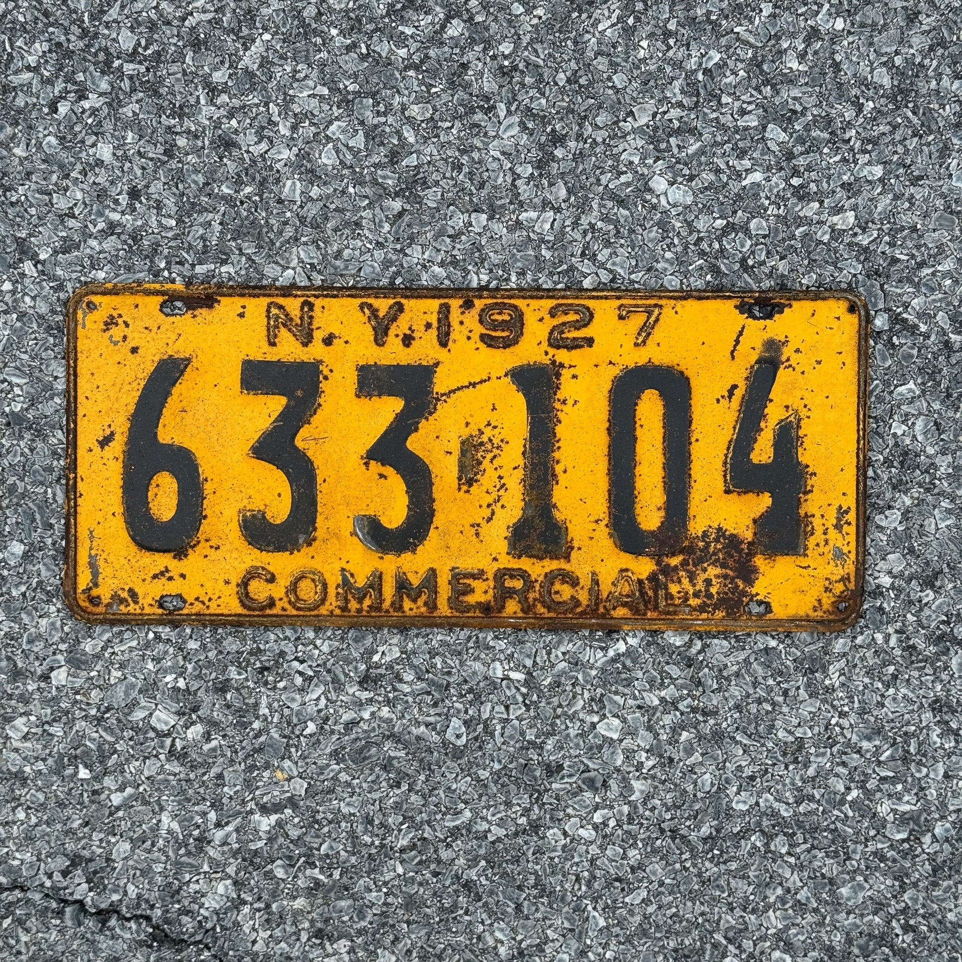 Photo of a 1927 New York Truck License Plate Auto Tag Garage Decor Vintage 633104