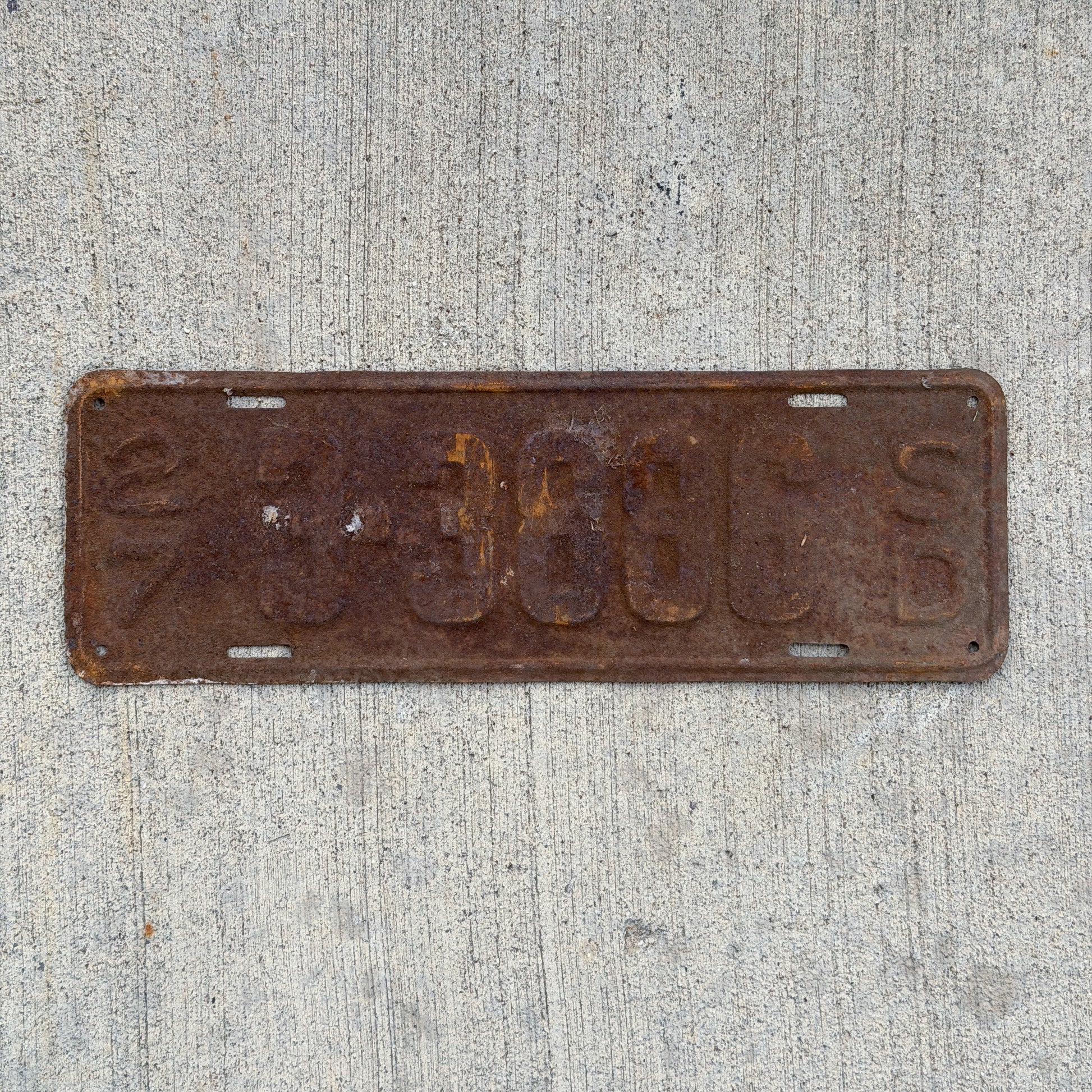 Photo of a 1927 South Dakota License Plate Auto Tag 2 Vintage Garage 3 3886 with original patina