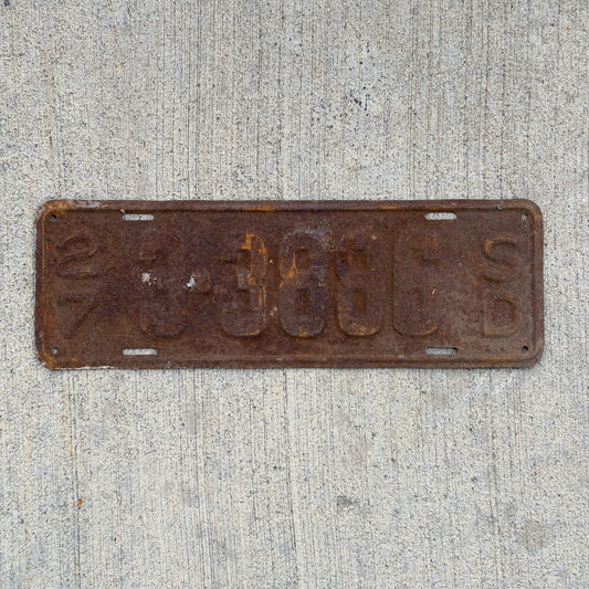 Photo of a 1927 South Dakota License Plate Auto Tag 2 Vintage Garage 3 3886 with original patina