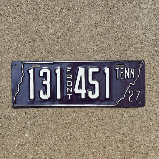 Photo of a 1927 Tennessee License Plate Auto Tag Garage Decor Vintage Front 131 451