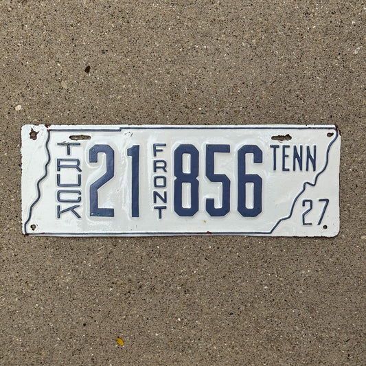 Photo of a 1927 Tennessee Truck License Plate Auto Tag Garage Decor Vintage Front State Shape 21 856
