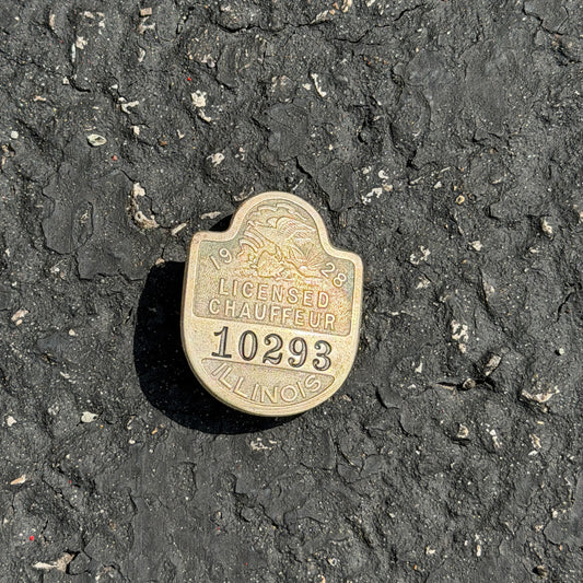Photo of a 1928 Chauffeur Badge Illinois Chauffeur Badge Auto Tag Garage Decor Vintage
 10293 with original patina