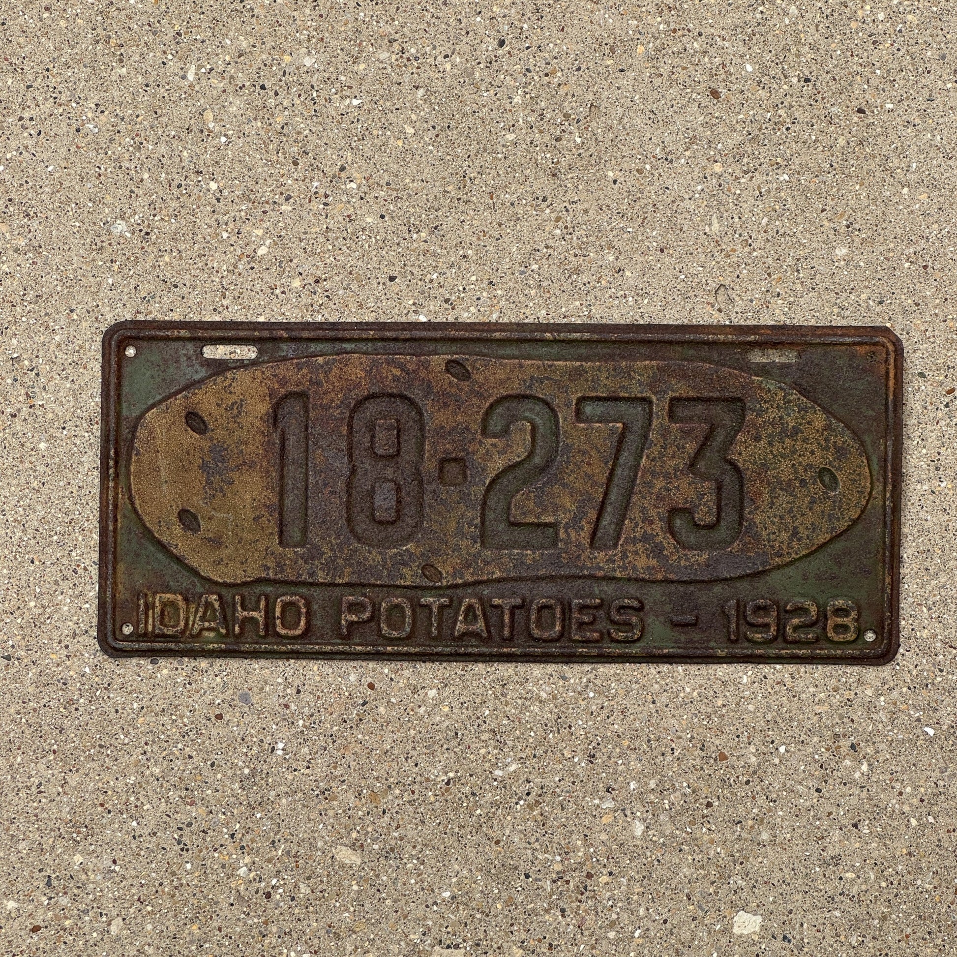 Photo of a 1928 Idaho License Plate Auto Tag Garage Decor Vintage Iconic Potato 18 273