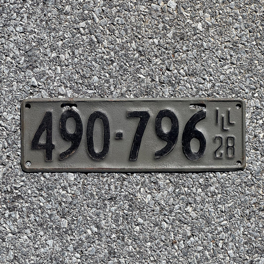 Photo of a 1928 Illinois License Plate Auto Tag Garage Decor Vintage Ford Model A Year 490 796
