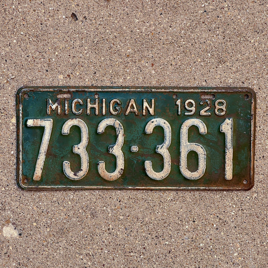 Photo of a 1928 Michigan License Plate Auto Tag Garage Decor Vintage 733 361
