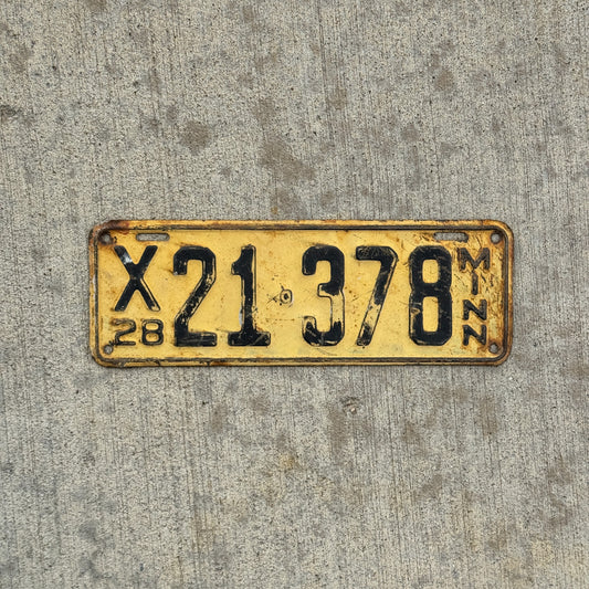 Photo of a 1928 Minnesota Truck License Plate Auto Tag Garage Decor Vintage Ford Model A Year X 21 378 with original patina