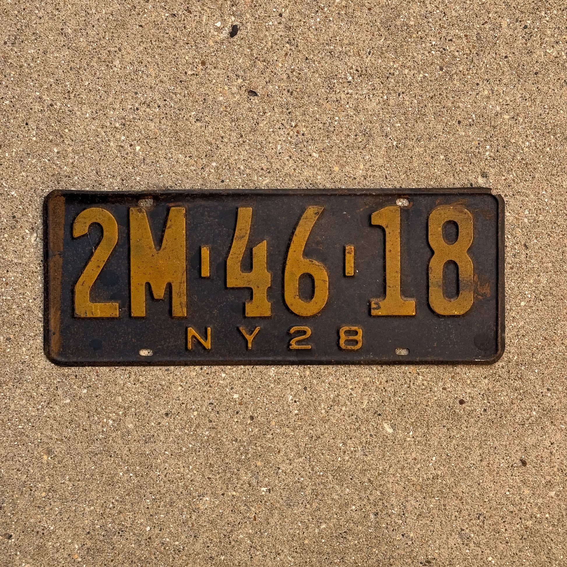Photo of a 1928 New York License Plate Auto Tag Garage Decor Vintage 2M 4618