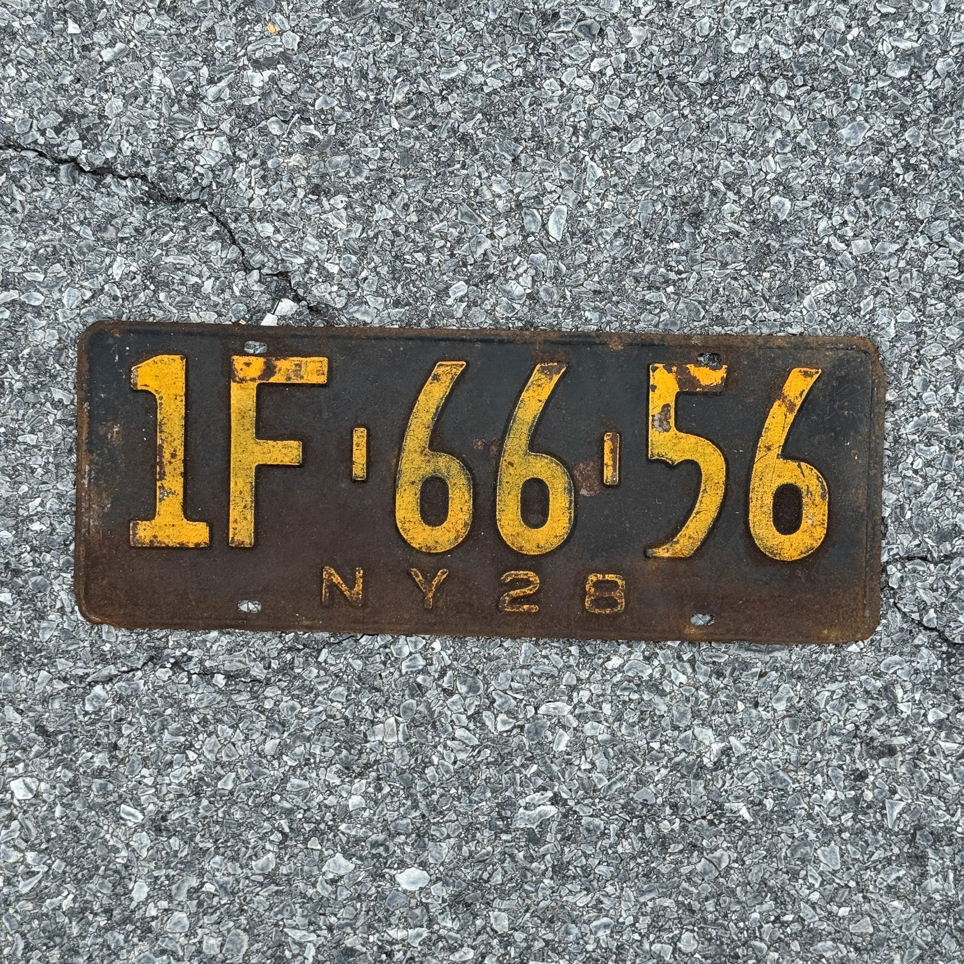 Photo of a 1928 New York License Plate Auto Tag Garage Decor Vintage Ford Model A Year 1F 66 56