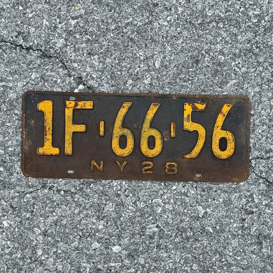 Photo of a 1928 New York License Plate Auto Tag Garage Decor Vintage Ford Model A Year 1F 66 56