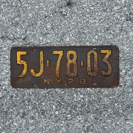Photo of a 1928 New York License Plate Auto Tag Garage Decor Vintage Ford Model A Year 5J 78 03