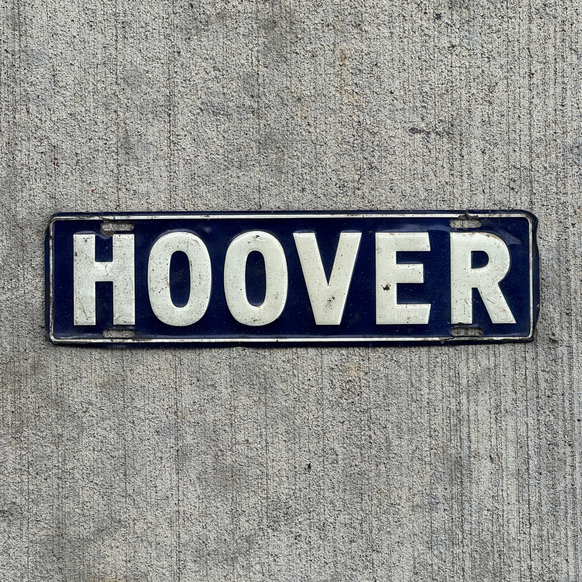 Photo of a 1929 1933 Hoover President License Plate Topper Auto Tag Garage Decor Vintage US Political Politics USA with original patina
