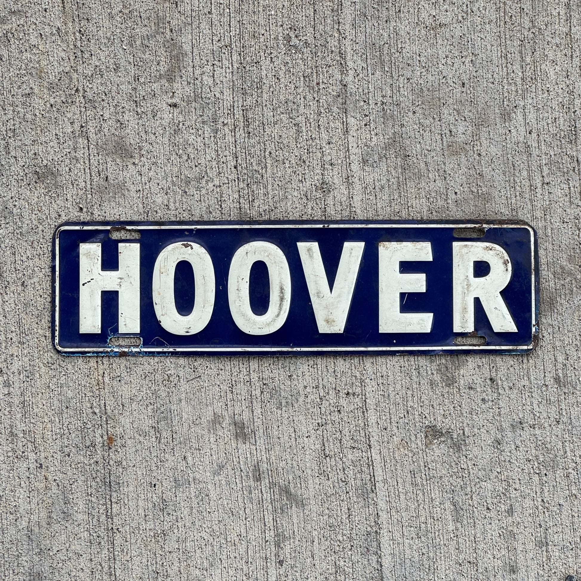 Photo of a 1929 1933 Hoover President License Plate Topper Auto Tag Garage Decor Vintage US Political Politics USA with original patina