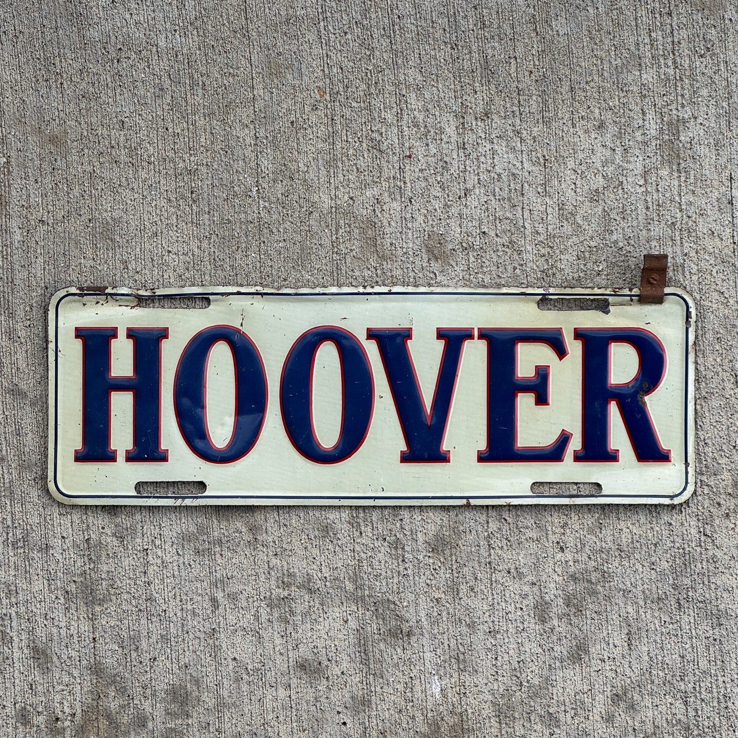 Photo of a 1929 1933 Hoover President License Plate Topper Auto Tag Garage Decor Vintage US Political Politics USA with original patina
