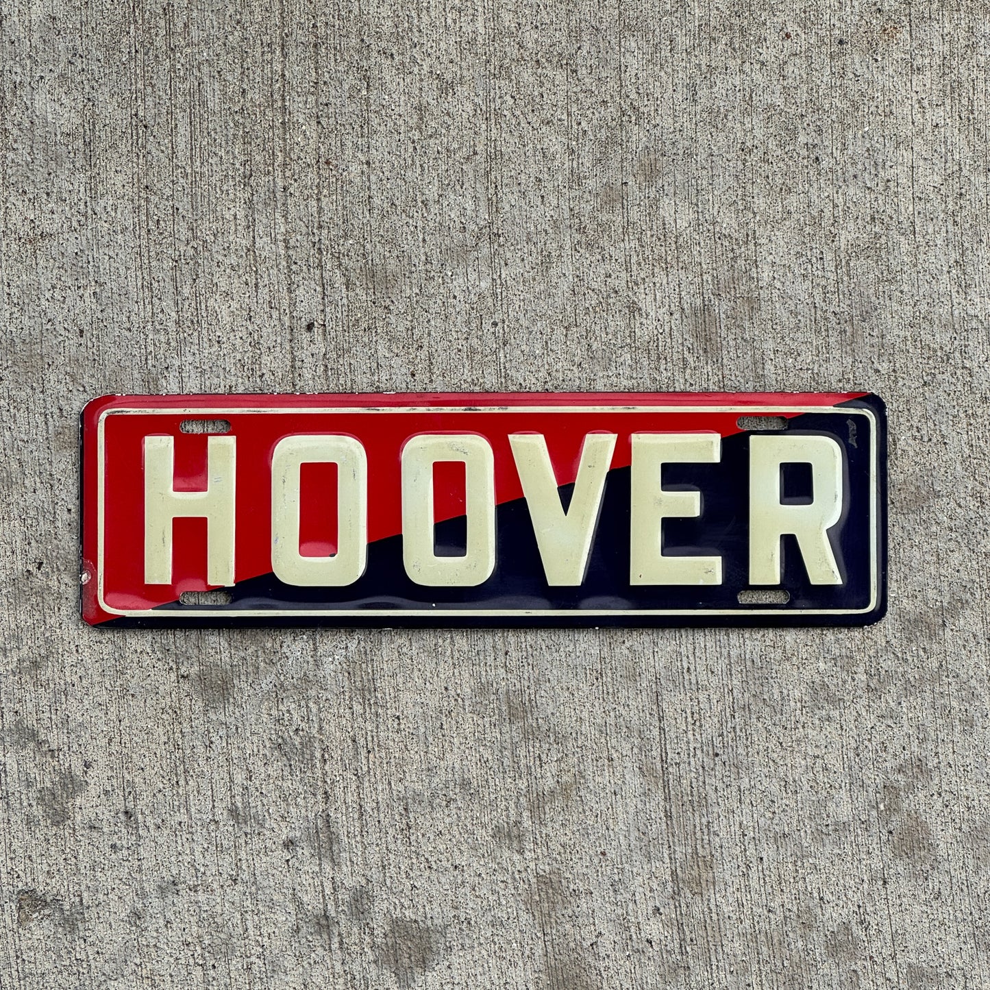 Photo of a 1929 1933 Hoover President License Plate Topper Auto Tag Garage Decor Vintage US Political Politics USA with original patina