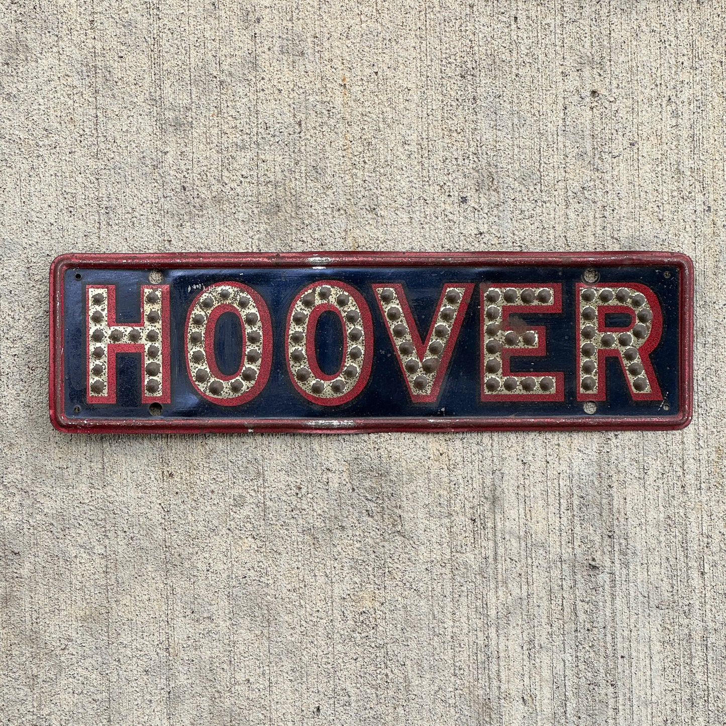 Photo of a 1929 1933 Hoover President License Plate Topper Auto Tag Garage Decor Vintage US Political Politics USA with original patina
