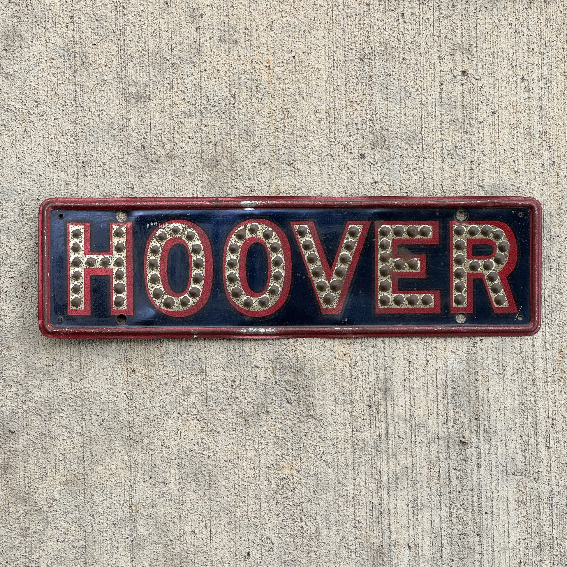 Photo of a 1929 1933 Hoover President License Plate Topper Auto Tag Garage Decor Vintage US Political Politics USA with original patina