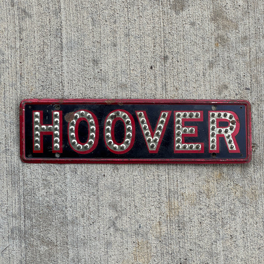 Photo of a 1929 1933 Hoover President License Plate Topper Auto Tag Garage Decor Vintage US Political Politics USA with original patina