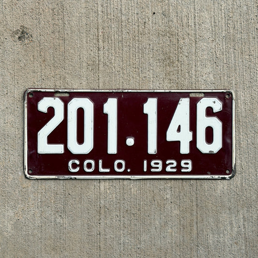 Photo of a 1929 Colorado License Plate Auto Tag Garage Decor Vintage Ford Model A Year 201 146 with original patina