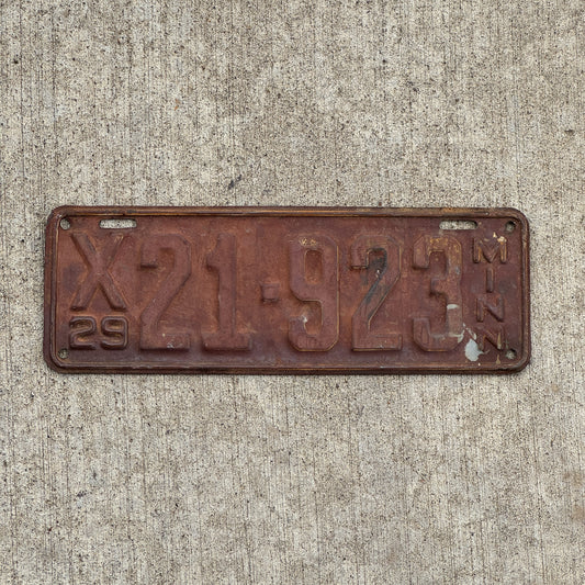 Photo of a 1929 Minnesota Truck License Plate Auto Tag Garage Decor Vintage Ford Model A Year X 21 923 with original patina
