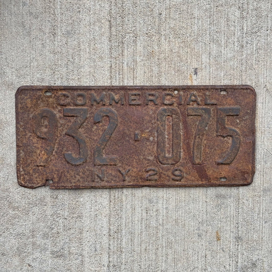 Photo of a 1929 New York License Plate Auto Tag Garage Decor Vintage 932 075