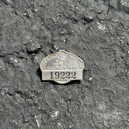 Photo of a 1930 Chauffeur Badge Illinois Chauffeur Badge Auto Tag Garage Decor Vintage
 19222 with original patina