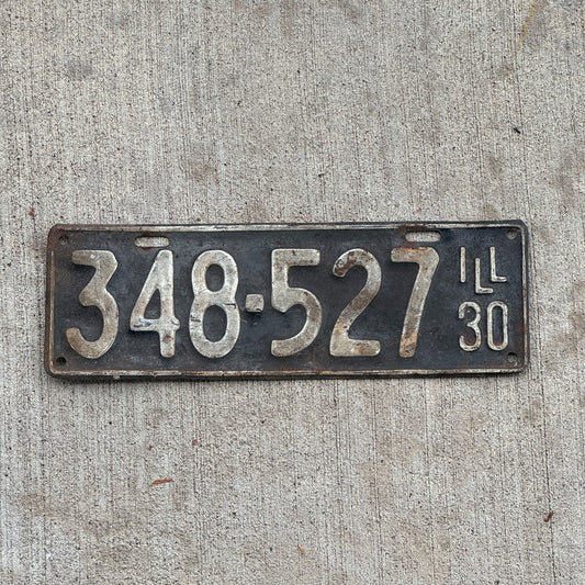 Photo of a 1930 Illinois License Plate Auto Tag Garage Decor Vintage Ford Model A Year 348 527 with original patina