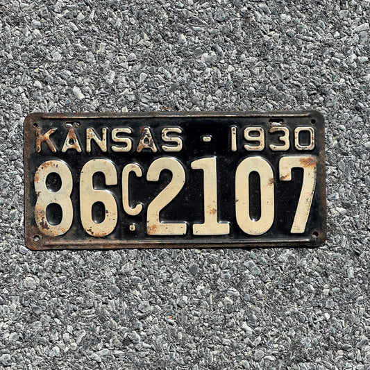Photo of a 1930 Kansas License Plate Auto Tag Garage Decor Vintage Ford Model A Year 86 C 2107