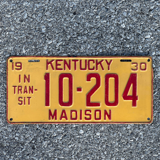 Photo of a 1930 Kentucky In Transit License Plate Auto Tag Garage Decor Vintage 10204