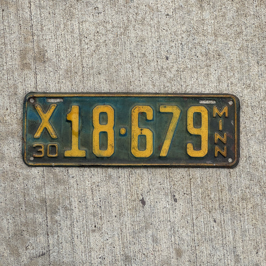 Photo of a 1930 Minnesota Truck License Plate Auto Tag Garage Decor Vintage Ford Model A Year X 18 679 with original patina