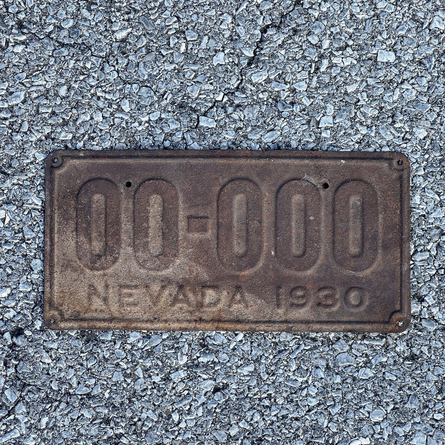 Photo of a 1930 Nevada Sample License Plate Auto Tag Garage Decor Vintage 00 000