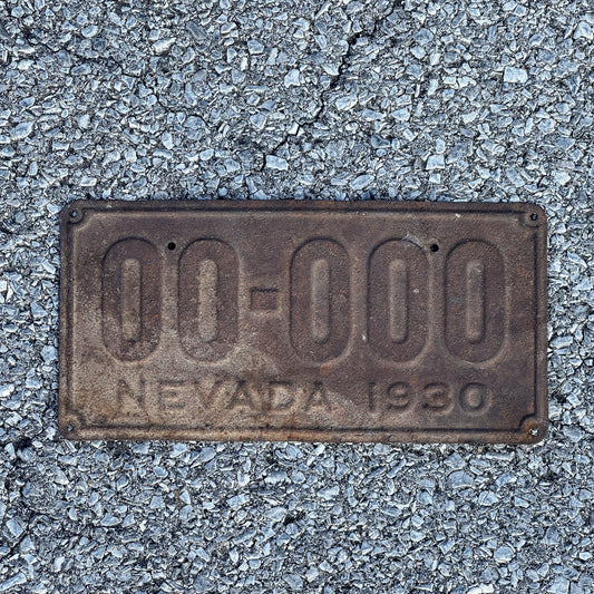 Photo of a 1930 Nevada Sample License Plate Auto Tag Garage Decor Vintage 00 000