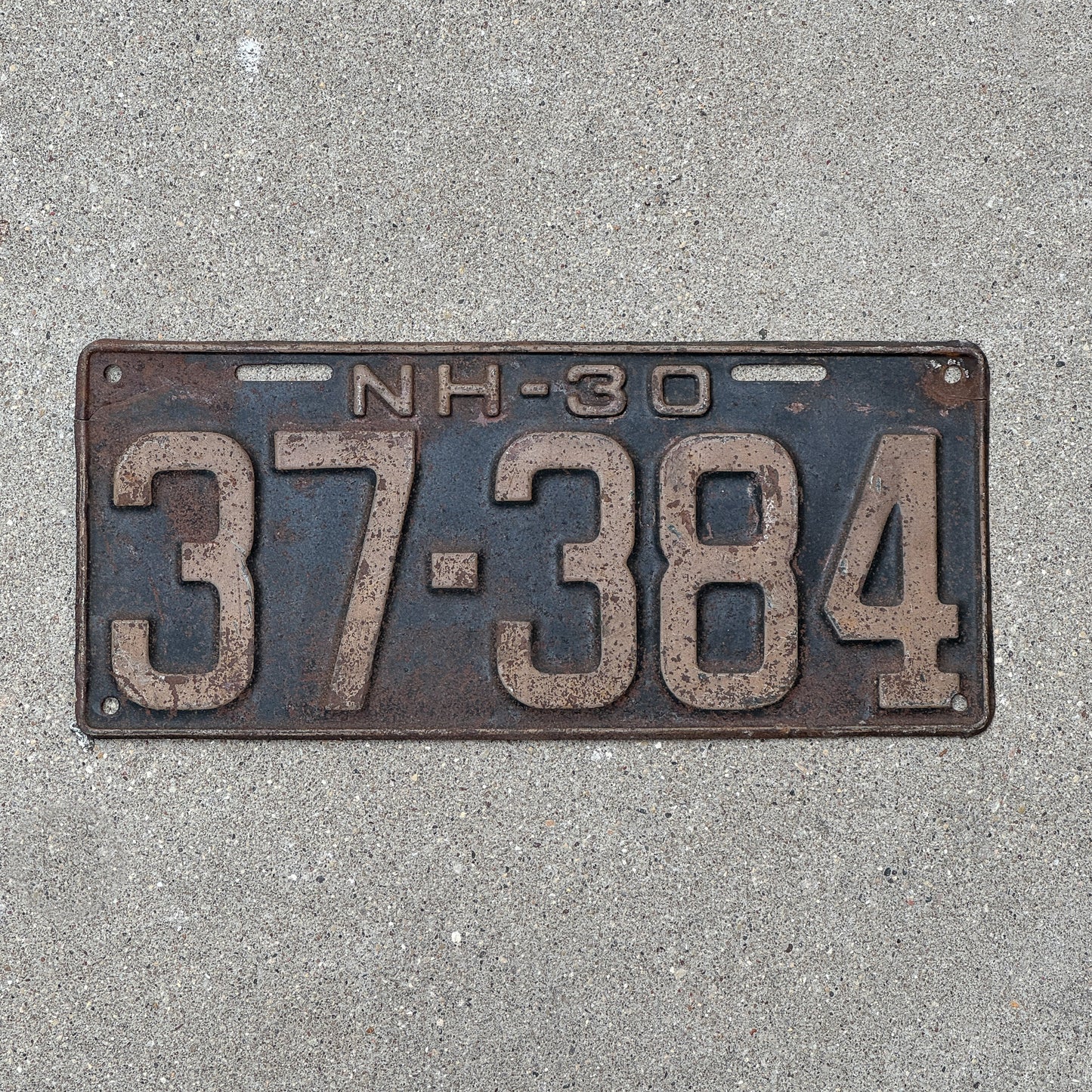 Photo of a 1930 New Hampshire License Plate Auto Tag Garage Decor Vintage Ford Model A Year 37 384 with original patina
