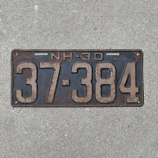 Photo of a 1930 New Hampshire License Plate Auto Tag Garage Decor Vintage Ford Model A Year 37 384 with original patina
