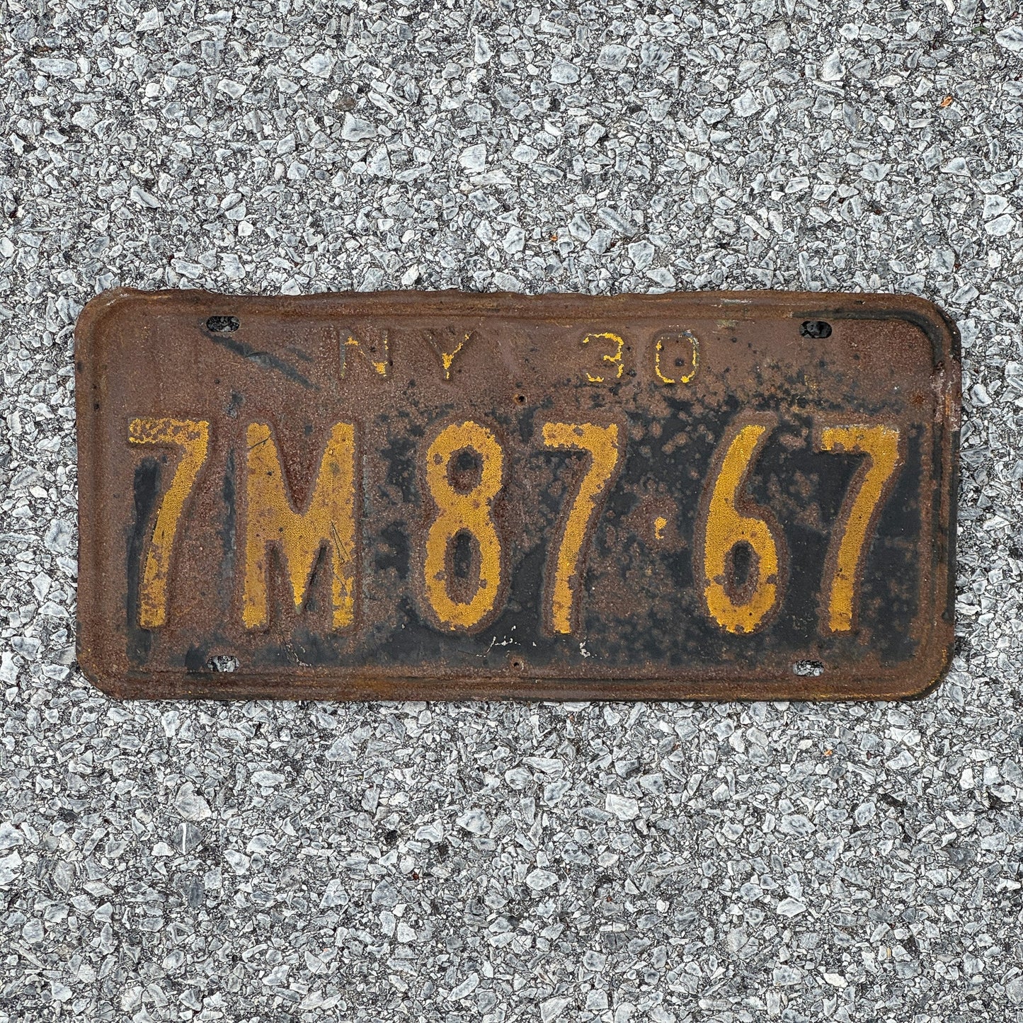 Photo of a 1930 New York License Plate Auto Tag Garage Decor Vintage Ford Model A Year 7M87 67