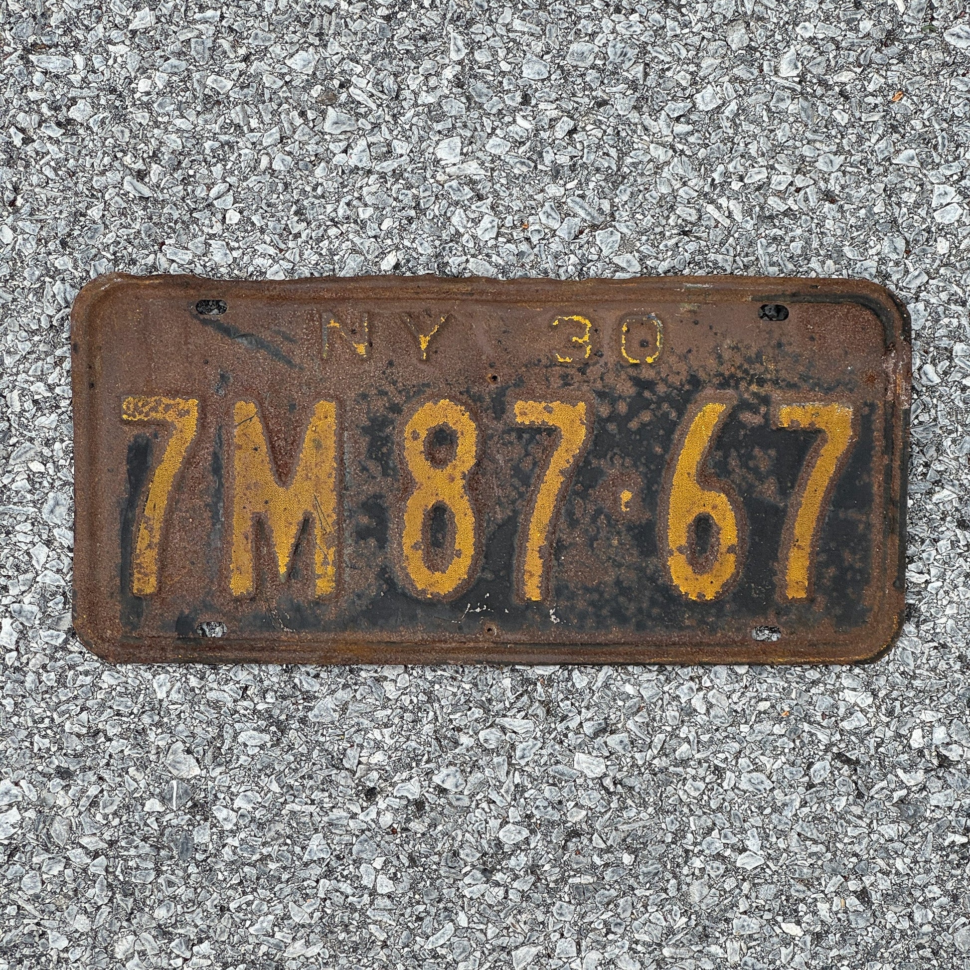 Photo of a 1930 New York License Plate Auto Tag Garage Decor Vintage Ford Model A Year 7M87 67
