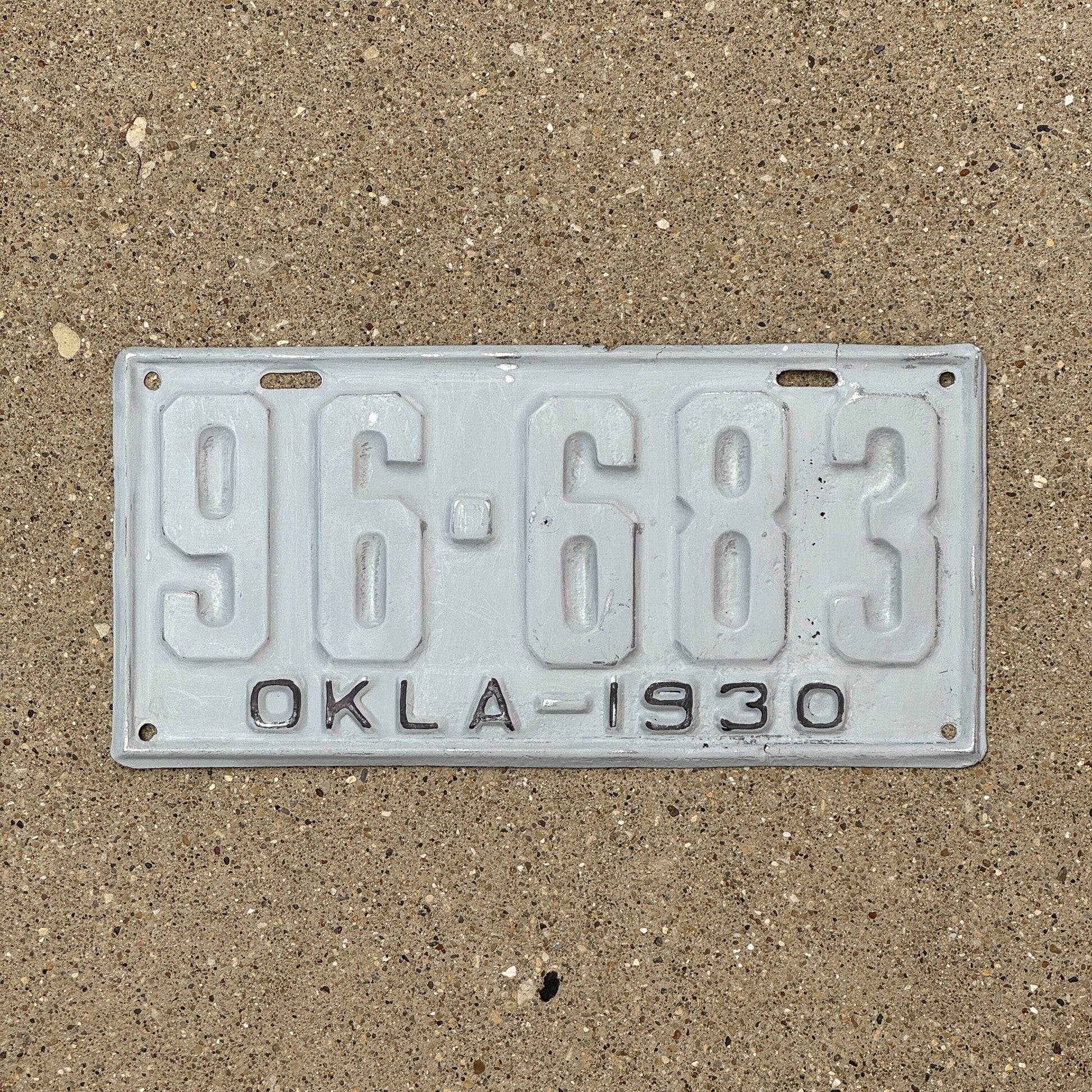 Photo of a 1930 Oklahoma License Plate Auto Tag Garage Decor Vintage 96 683