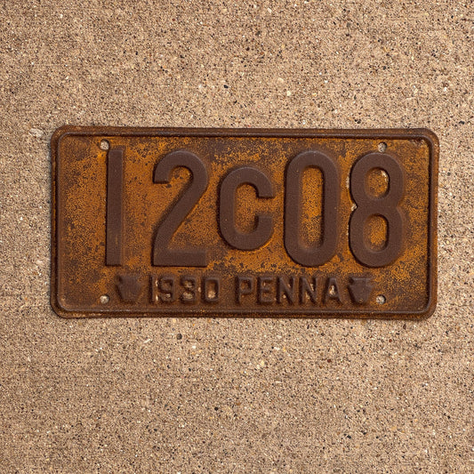 Photo of a 1930 Pennsylvania License Plate Auto Tag Garage Decor Vintage 12 C 08