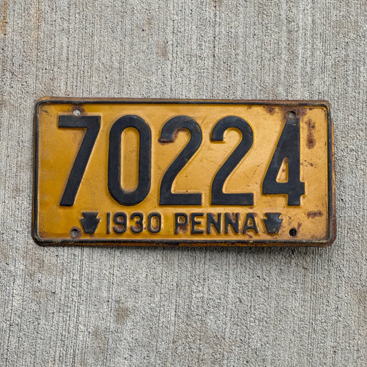 Photo of a 1930 Pennsylvania License Plate Auto Tag Garage Decor Vintage 70224 with original patina