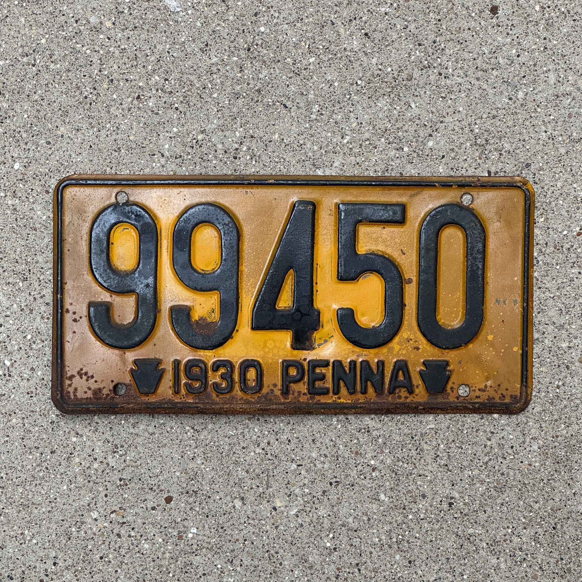 Photo of a 1930 Pennsylvania License Plate Auto Tag Garage Decor Vintage 99450 with original patina