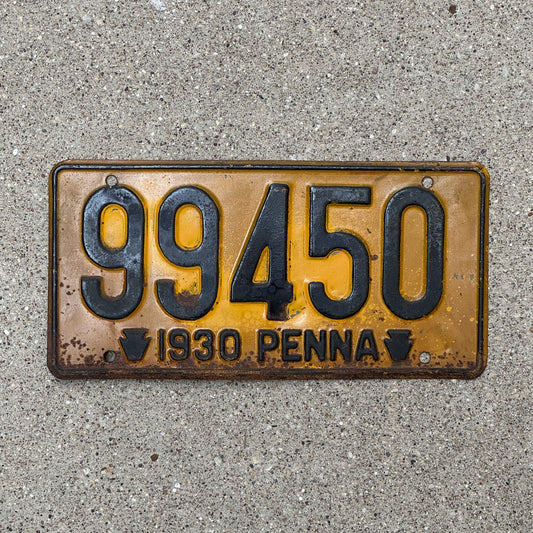 Photo of a 1930 Pennsylvania License Plate Auto Tag Garage Decor Vintage 99450 with original patina