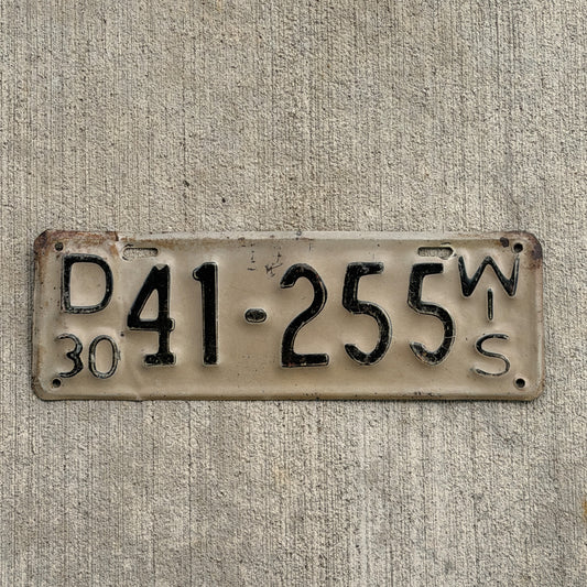 Photo of a 1930 Wisconsin License Plate Auto Tag Garage Decor Vintage Ford Model A Year 41 255 with original patina