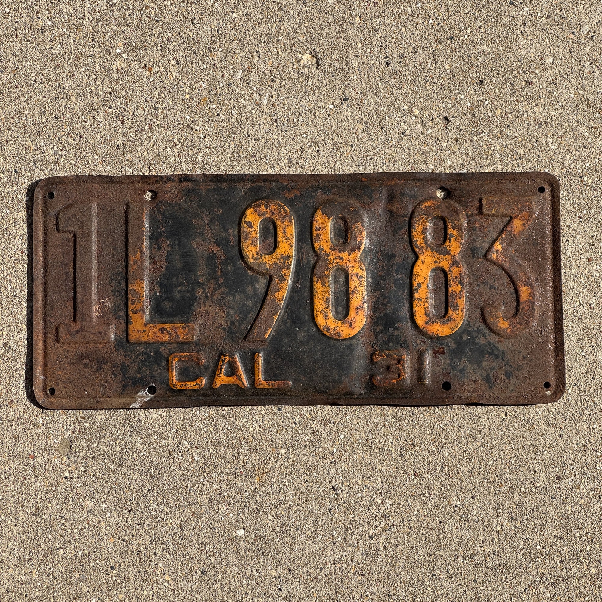First California Tag 1931 California License Plate Auto Tag 1L 9883 – License Plate ...